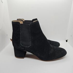 Madewell the Walker black suede heeled chelsea ankle boots US 8
